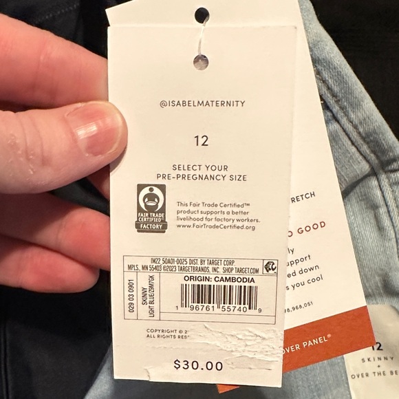 Women's Maternity Light Blue High-Waisted Jeans - Picture 5 of 6